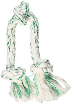 Green and white Booda Fresh N Floss rope chew toy isolated on white