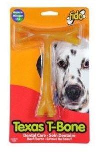 Fido Texas T-Bone Dental Dog Bone chew in packaging isolated on white