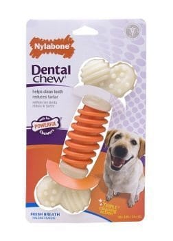 A single Nylabone Dental Chew isolated on white