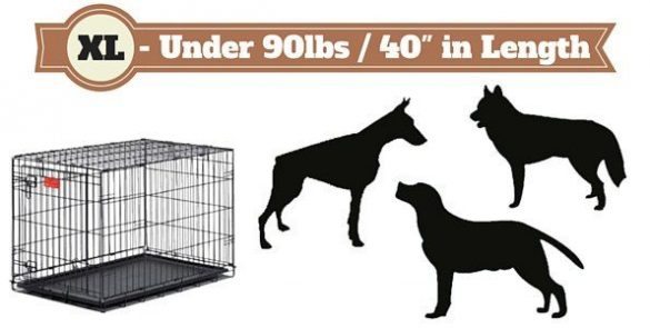 dog crates in xl-size next to 3 silhouette dogs