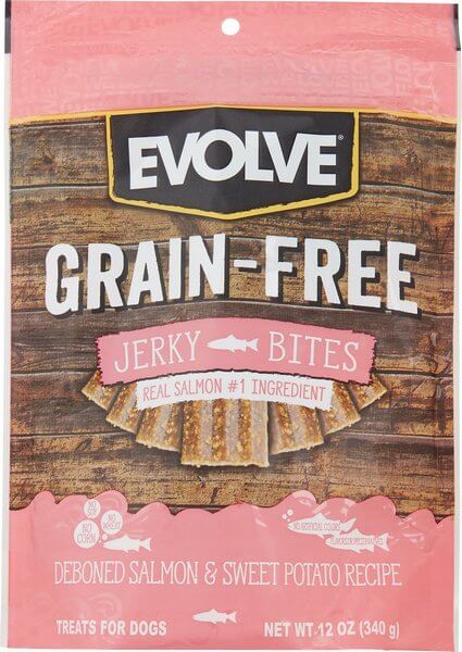 Evolve Salmon & Sweet Potato Recipe Jerky Bites Grain-Free Dog Treats