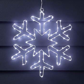 8: Lights4fun, Inc. 14.5” White LED Battery Operated Snowflake Hanging Christmas Light