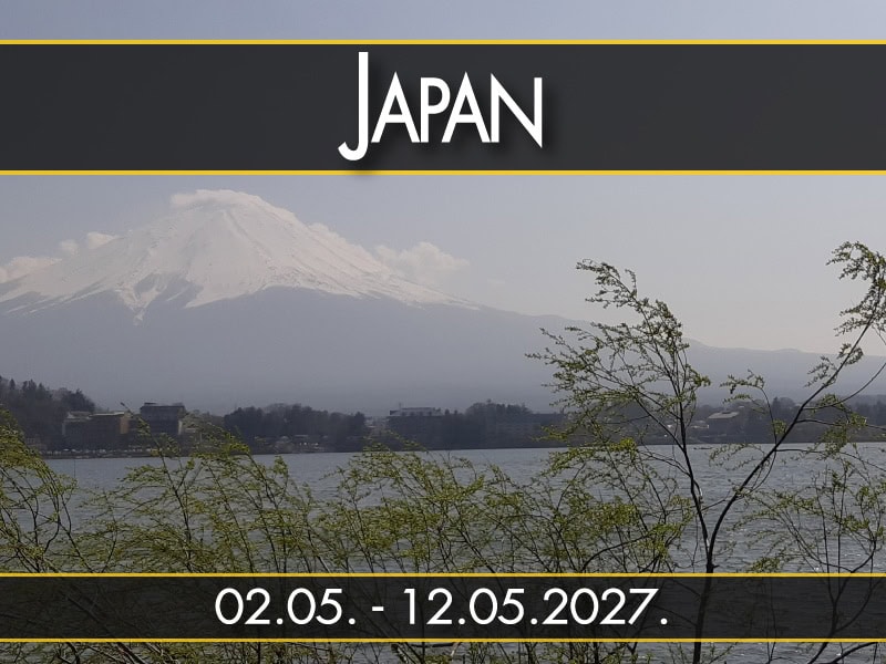 Japan, polazak 02.05. - 12.05.2027.: Fudži preko jezera, maglovito, 2:1 pa isecanje seče planinu na levoj strani