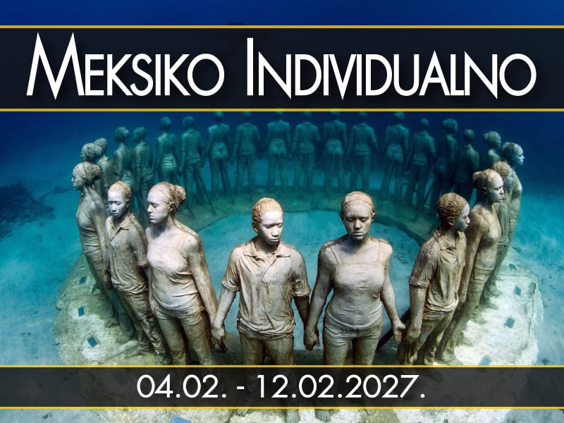 Meksiko Individualno, polazak 04.02. - 12.02.2027.: Podvodni muzej skulptura kod Kankuna, plavo, jasan motiv