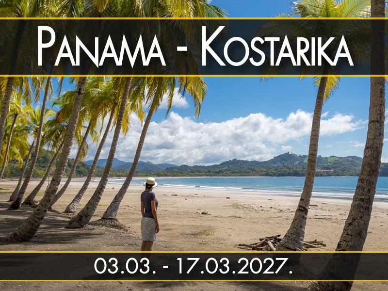 Panama - Kostarika, polazak 03.03. - 17.03.2027.: Plaža Samara sa palmama i osobom, 2:1