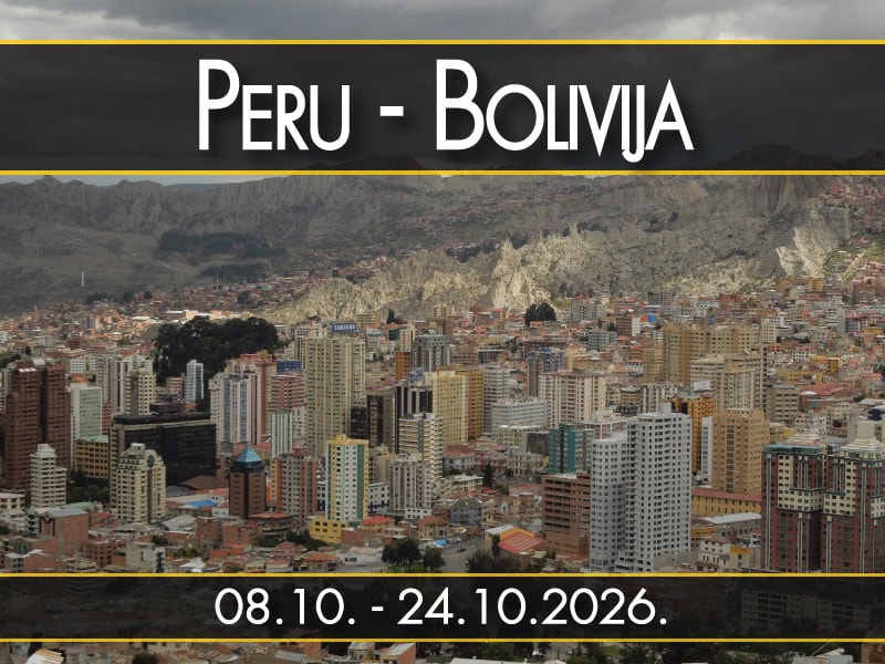 Peru - Bolivija, polazak 08.10. - 24.10.2026.: Panorama La Paza sa planinama, oblacno i sivkasto
