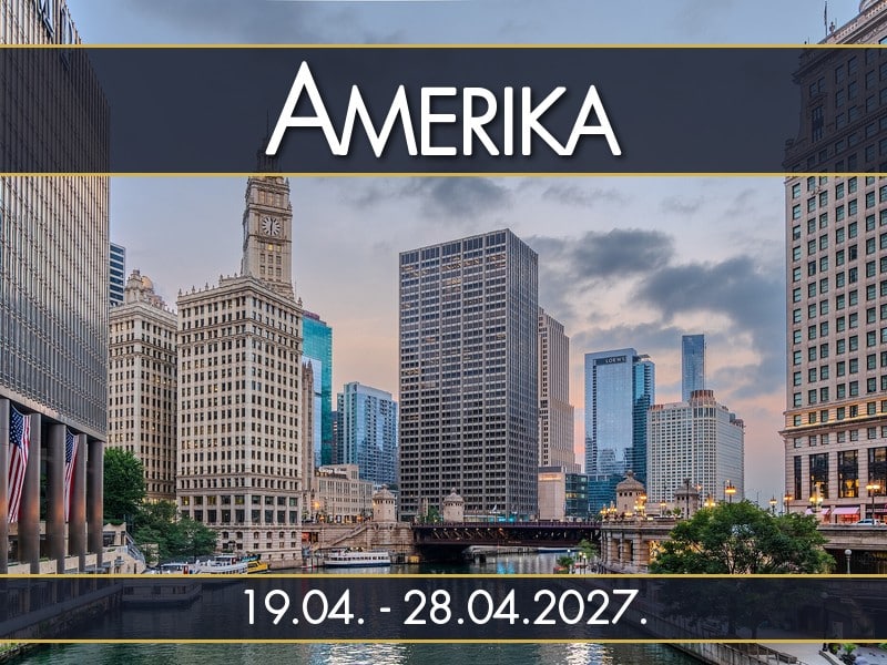 Amerika, Čikago - Nijagarini vodopadi - Boston, polazak 19.04. - 28.04.2027.: reka Čikago i neboderi u plavi čas
