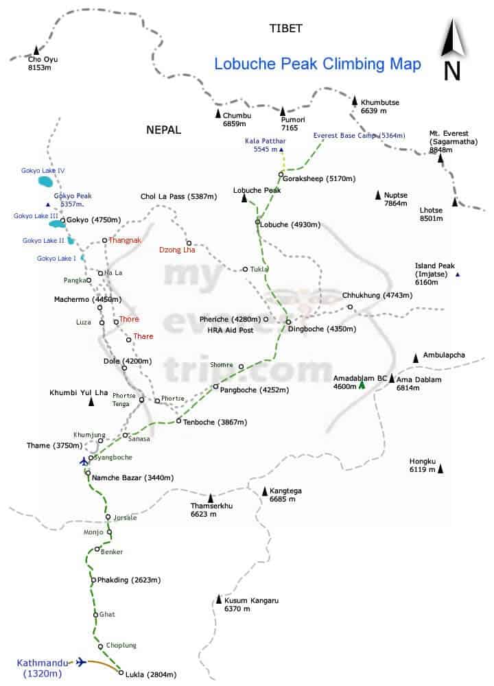 Lobuche Peak Climbing Map