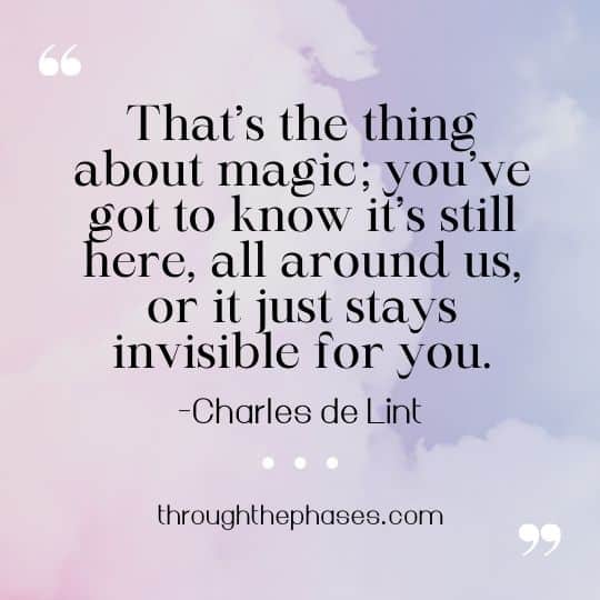 that's the thing about magic; you've got to know it's still here, all around us, or it just stays invisible for you quote