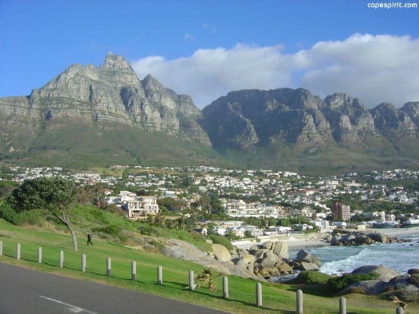 table mountain,cable car seen from camps bay,cape town,cape town walk