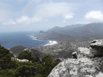 From the summit of Hangklip Peak, Pringle Bay village below