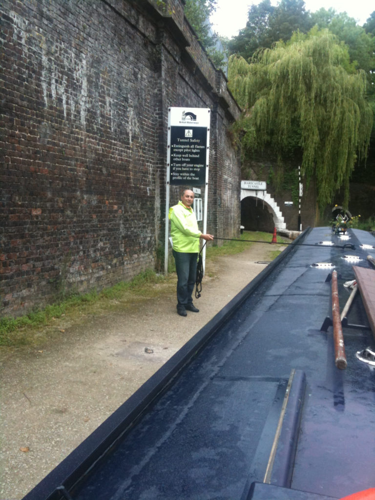 Awaiting southbound passage through Harecastle Tunnel, Trent and Mersey canal, Kidsgrove Staffordshire