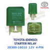 รีเลย์ สตาร์ท โตโยต้า TOYOTA STARTER RELAY 4-PIN (DENSO) สีเขียว 28300-16010