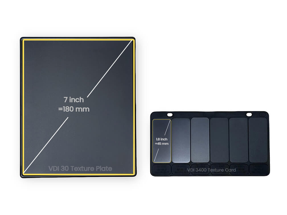 VDI 30 Texture Plate and VDI 3400 Texture Card Compare Size