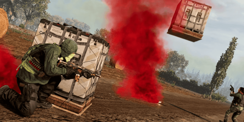 Official Call of Duty: Warzone (2020) Screenshot of operators going towards two loadout drops