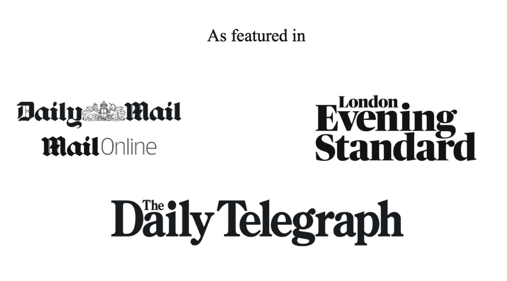 As featured in daily mail, london evening standard, daily telegraph