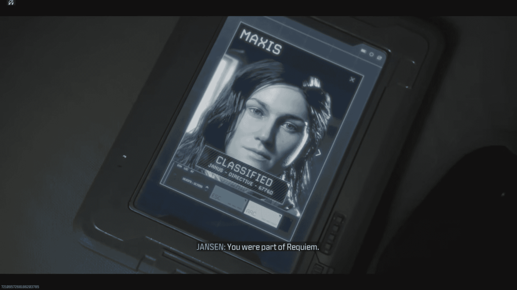 Official Modern warfare III Zombies Screenshot of Samantha Maxis on a PDA