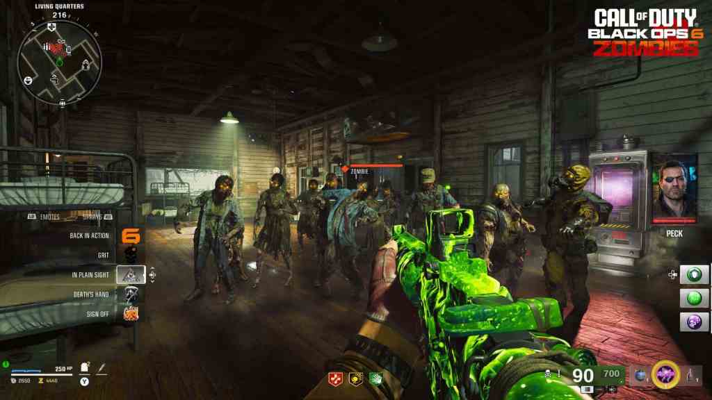 Black Ops 6 HUD with a horde of Zombies in the background.