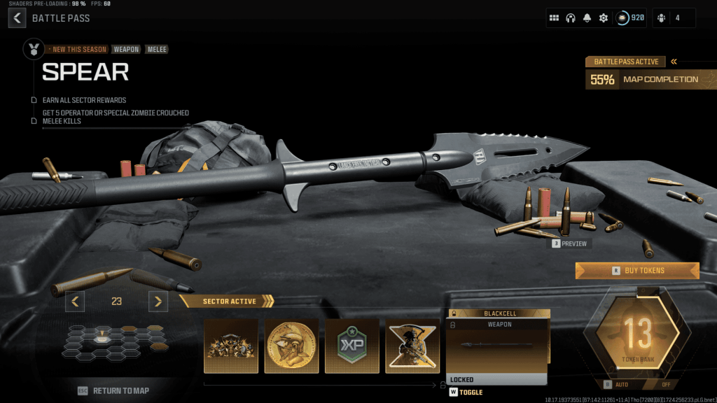 New Spear Melee Weapon Introduced & unlocked in the Classified Battle Pass Sector of Modern Warfare 3  in Season 5 Reloaded.