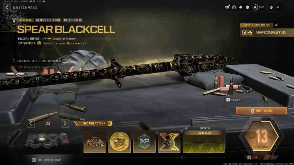 New Blackcell Spear Melee Weapon Variant Introduced & unlocked in the Classified Battle Pass Sector of Modern Warfare 3 in Season 5 Reloaded.