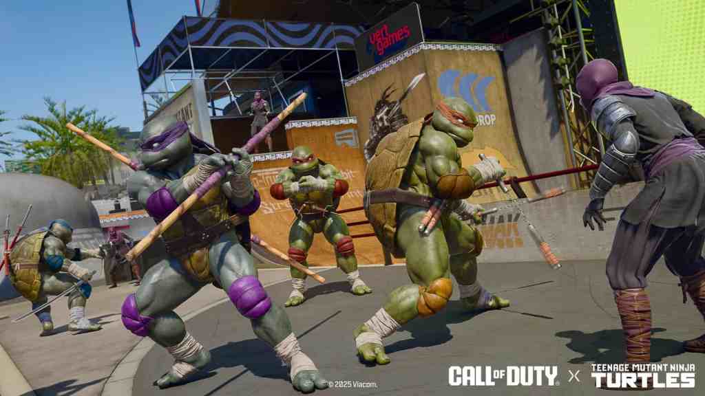 Teenage Mutant Ninja Turtle Operators face Foot Clan Operators with new weapons on Grind Ooze in Black Ops 6 Multiplayer.
