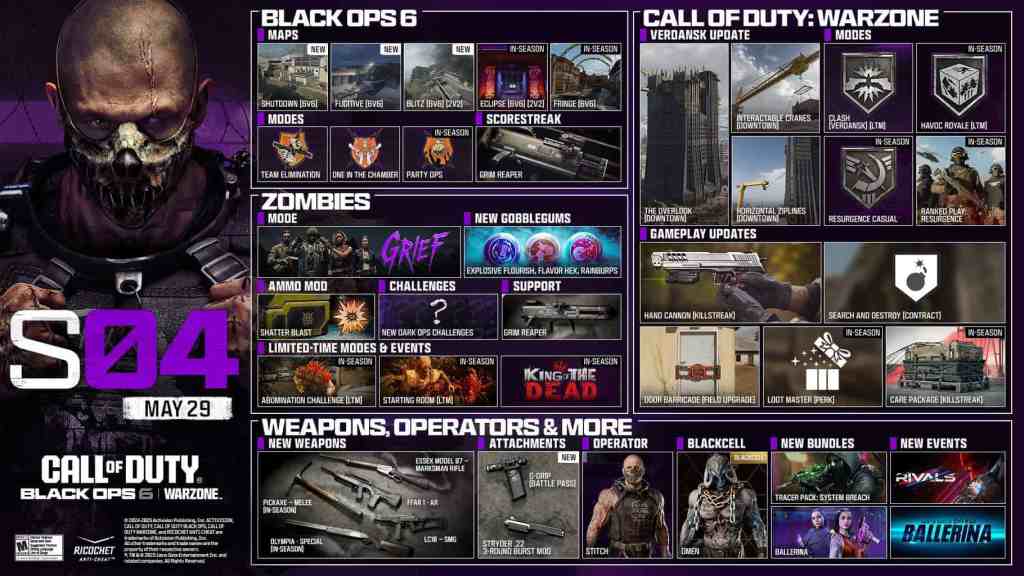 Call of Duty: Black Ops 6 & Warzone Season 4 Roadmap.