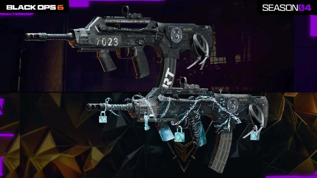 “Lockdown” & “Lockdown BlackCell” blueprints for FFAR Assault Rifle in Black Ops 6 Season 4. 