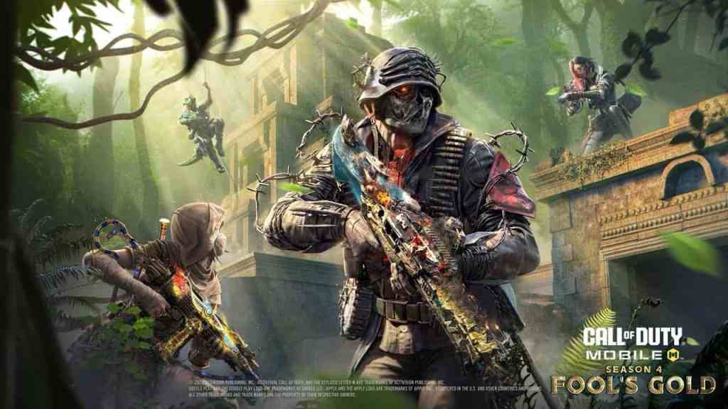 Multiple operators standing in the jungle ruins of Call of Duty: Mobile. Call of Duty: Mobile Season 4 - Fool’s Gold.