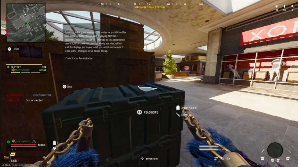 Screenshot if the intel located in the Train Station in Verdansk.