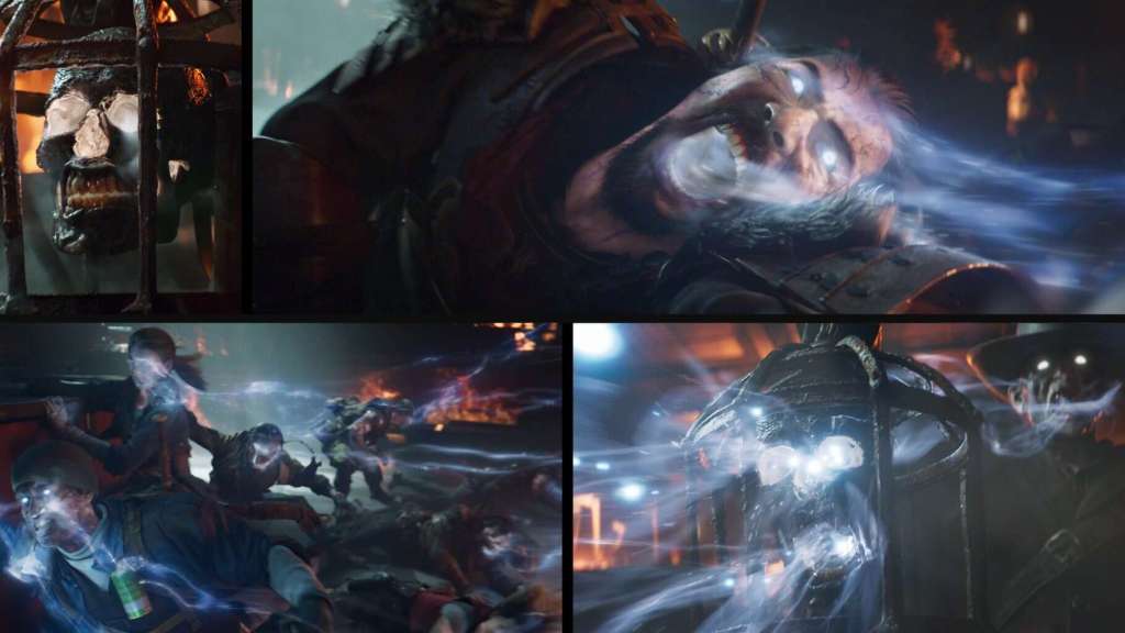 Both Requiem & the returning crew of Takeo, Richtofen, Nikolai, & Dempsey having their essence stolen by the ShadowSmith in ‘Ashes of the Damned’ cutscene. Call of Duty: Black Ops 7 Zombies.