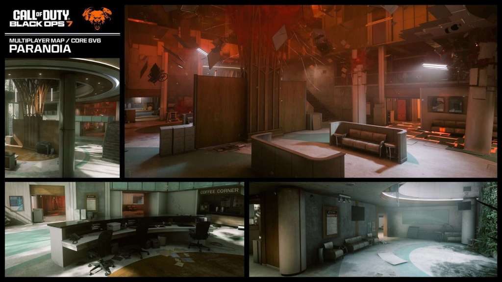 Screenshot of the new Multiplayer Map, Paranoia. Call of Duty: Black Ops 7.