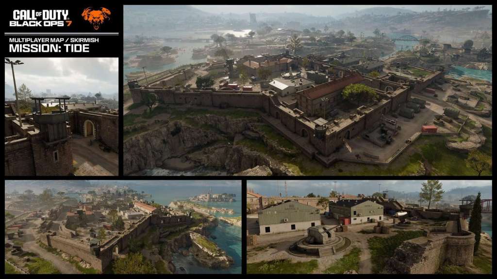 Screenshot of the new Multiplayer Map, Mission: Tide. Call of Duty: Black Ops 7.