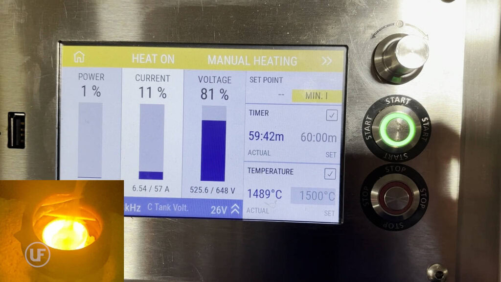 High-Temperature Induction Heating of Rock Powder