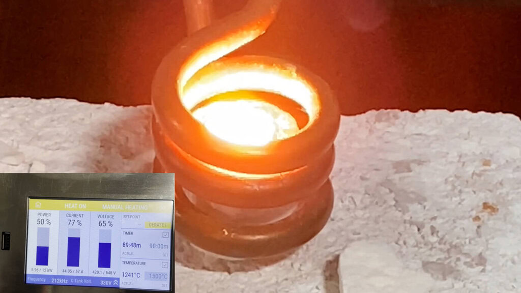 High-Temperature Induction Heating of Rock Powder