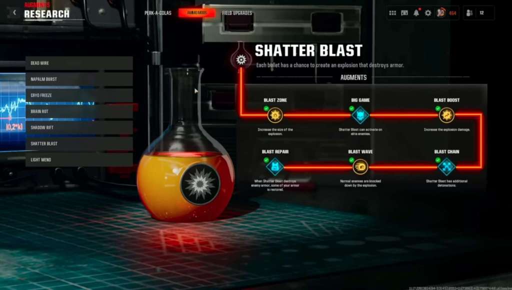 Shatter Blast Augment Tree in Black Ops 6 Zombies.