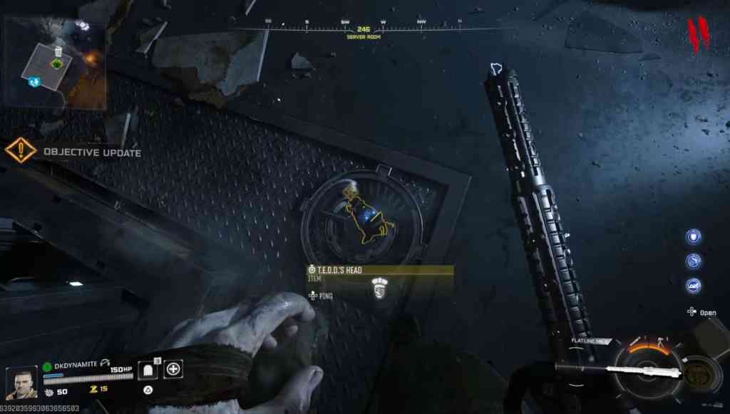 Screenshot of TEDDs Head in Ashes of the Damned, Call of Duty: Black Ops 7 Zombies.