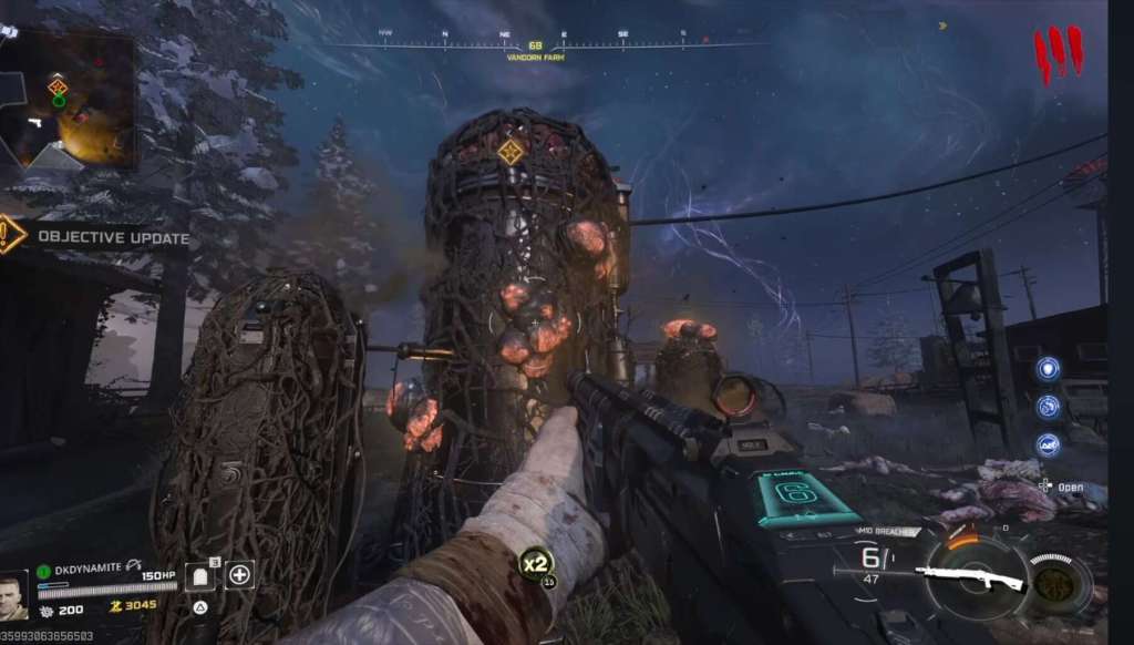Screenshot of Power Pump & spores in Ashes of the Damned, Call of Duty: Black Ops 7 Zombies.