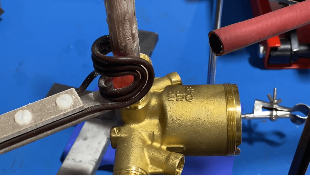 induction brazing of brass valve assembly