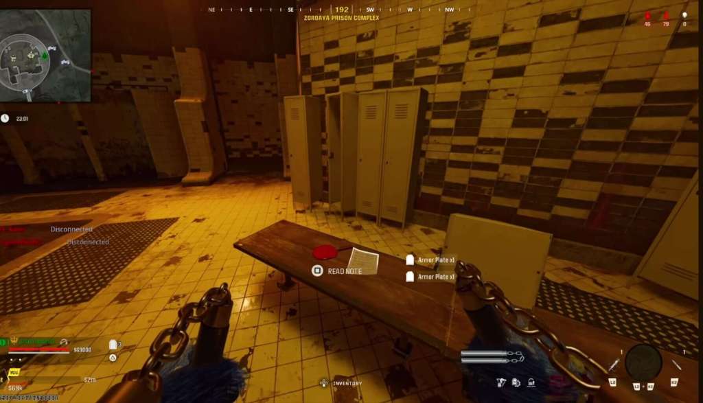 Screenshot of the Gulag Showers intel in Verdansk. 