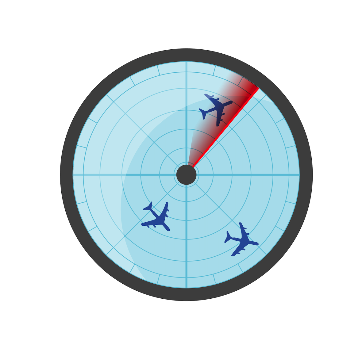 Flightradar Screen showing three aicrafts on radar.