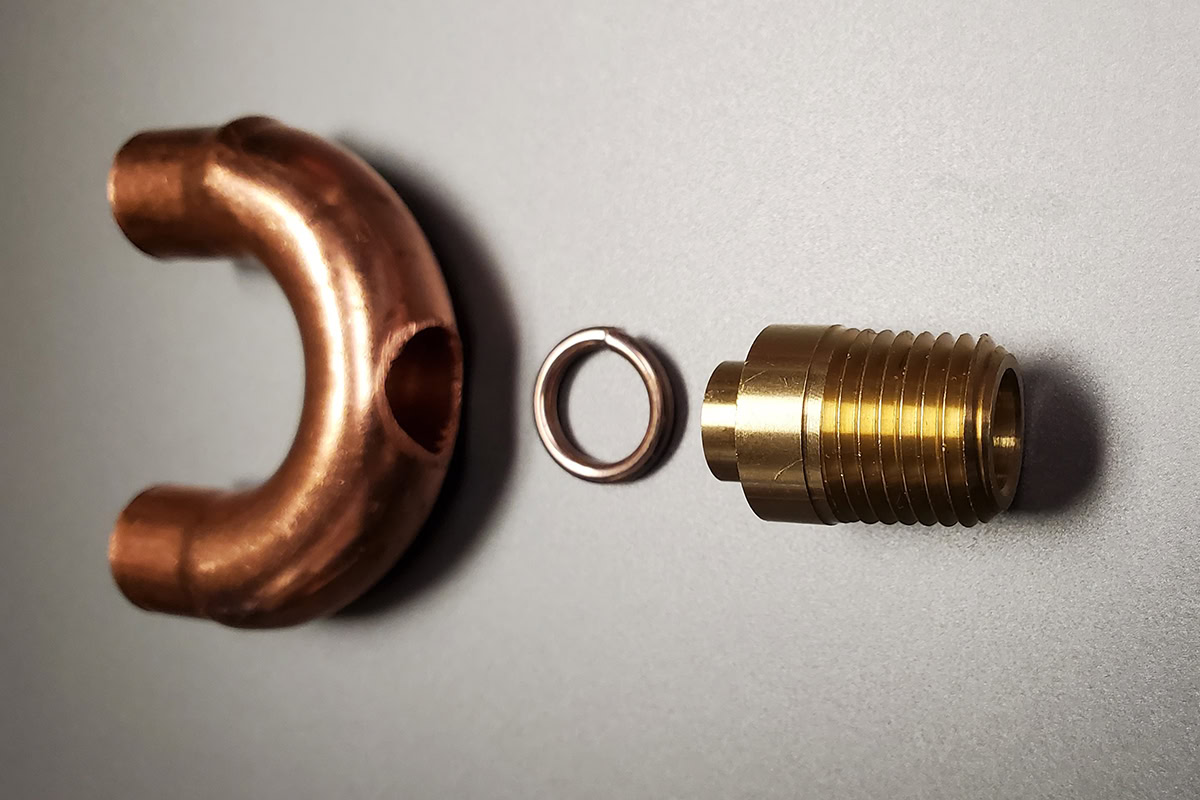 brazing of brass fitting to copper u-bend elbow