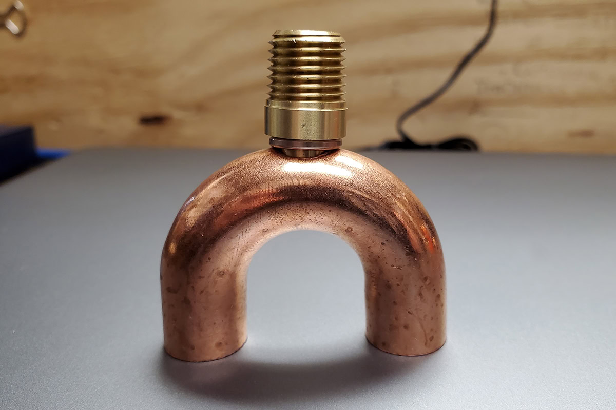 induction brazing of brass fitting to u-bend elbow