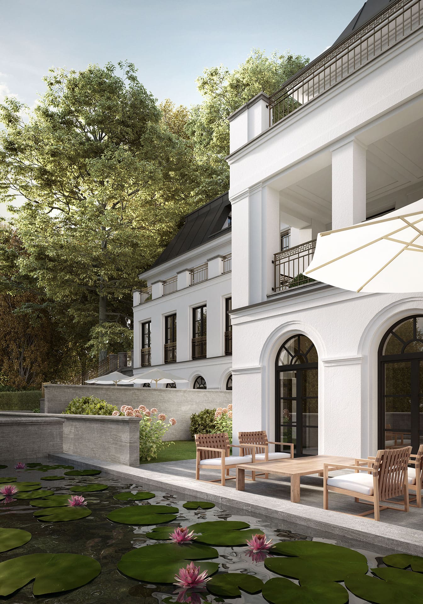 Haus Bennett Terrasse mit Wasserbecken Berlin-Grunewald