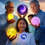 a group of people symbolically demonstrating the value of preventing magnesium deficiency and the benefits of supplementation including better sleep and energy