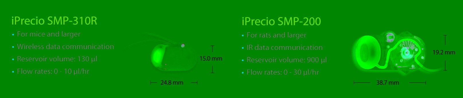 Specifications of iPRECIO SMP-310R and iPRECIO SMP-200