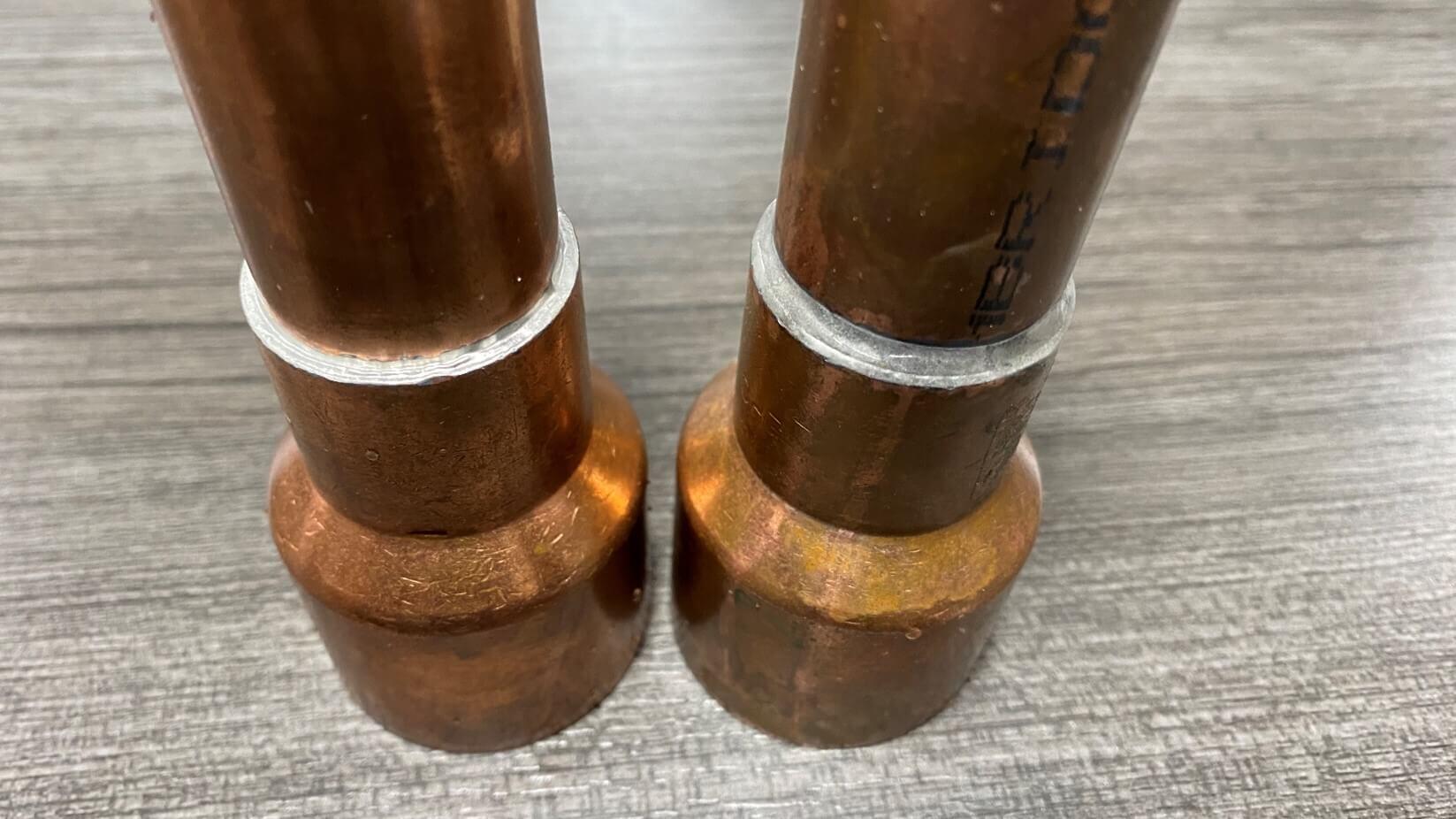 soldered copper pipes to copper fittings