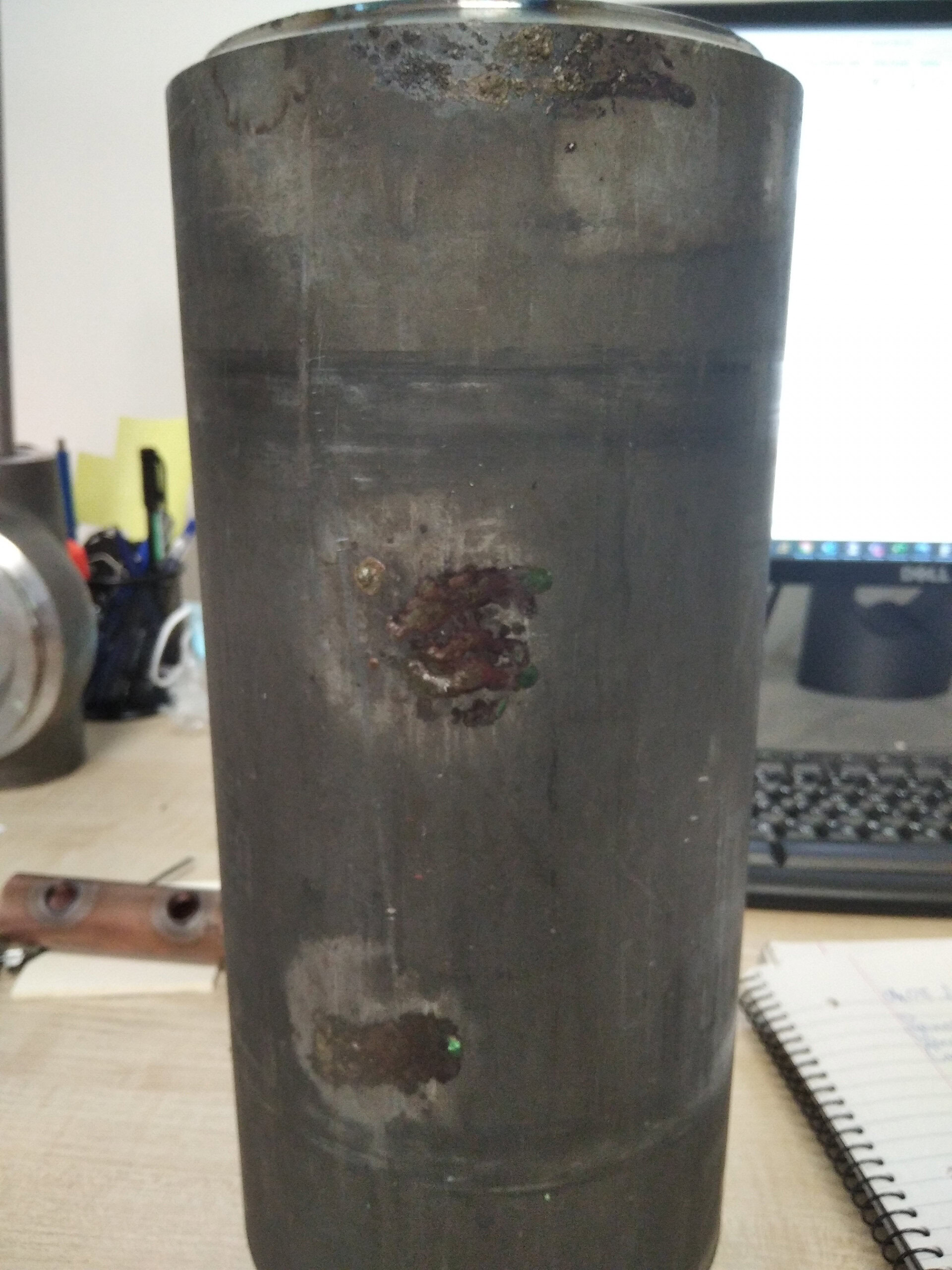 Steel cylinder after preheating