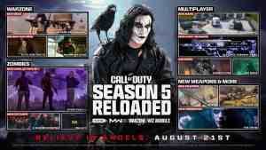 Season 5 Reloaded Concept Roadmap with Brandon Lee as Eric Draven/The Crow on the cover for Modern Warfare III