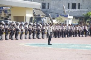 Polda Banten Gelar Apel Pasukan Pengamanan Jelang Aksi Unjuk Rasa