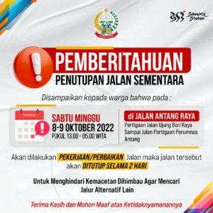 Jalan Poros Antang Ditutup